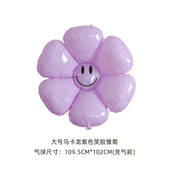 Smiley Daisy Aluminum Foil Balloon Flower Party Decoration Photo Prop For Birthday Arrangements