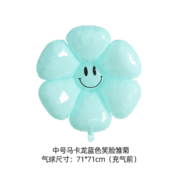 Smiley Daisy Aluminum Foil Balloon Flower Party Decoration Photo Prop For Birthday Arrangements