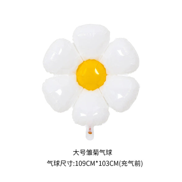 Smiley Daisy Aluminum Foil Balloon Flower Party Decoration Photo Prop For Birthday Arrangements