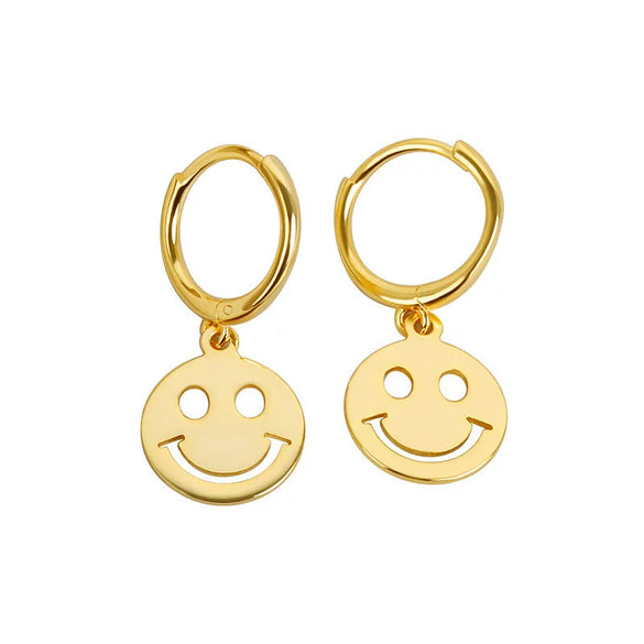 Smiley Earrings 925 Sterling Silver Geometric Electroplated