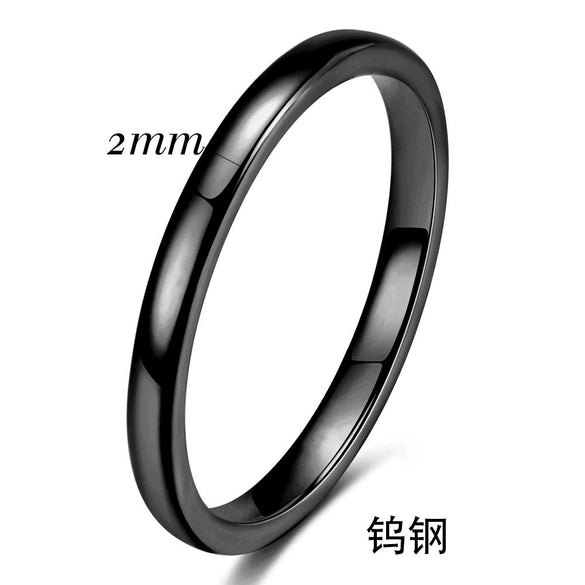 Smooth Black Geometric Tungsten Steel Couple Rings With Electroplated Finish Wholesale Unisex Jewelry