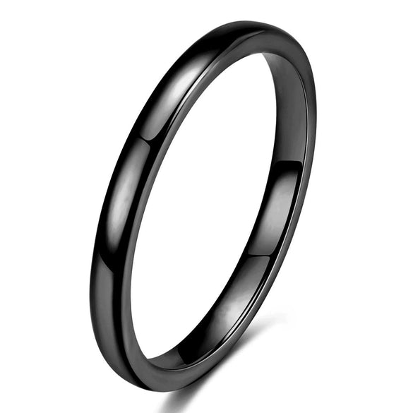 Smooth Black Geometric Tungsten Steel Couple Rings With Electroplated Finish Wholesale Unisex Jewelry