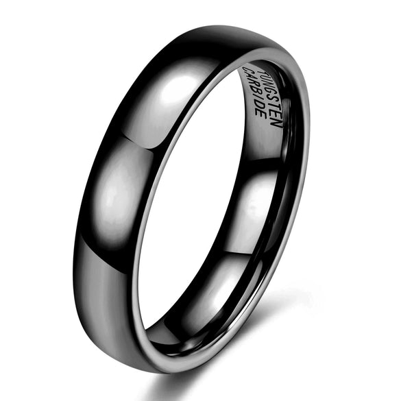 Smooth Black Geometric Tungsten Steel Couple Rings With Electroplated Finish Wholesale Unisex Jewelry