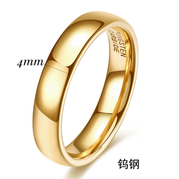 Smooth Plain Geometric Tungsten Steel Couple Rings With Gold Electroplated Finish Unisex Jewelry Accessories Wholesale