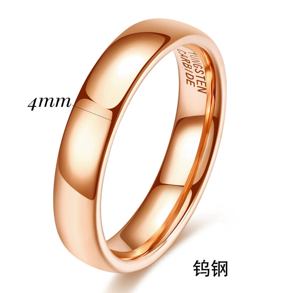 Smooth Plain Geometric Tungsten Steel Couple Rings With Gold Electroplated Finish Unisex Jewelry Accessories Wholesale
