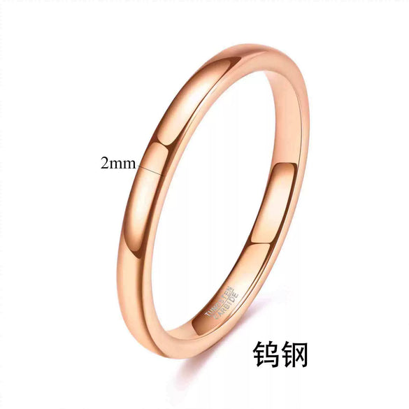 Smooth Plain Geometric Tungsten Steel Couple Rings With Gold Electroplated Finish Unisex Jewelry Accessories Wholesale