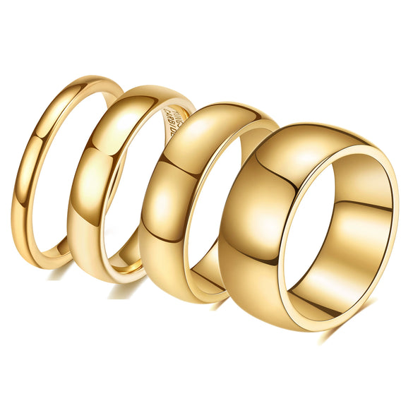 Smooth Plain Geometric Tungsten Steel Couple Rings With Gold Electroplated Finish Unisex Jewelry Accessories Wholesale