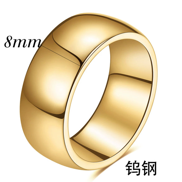 Smooth Plain Geometric Tungsten Steel Couple Rings With Gold Electroplated Finish Unisex Jewelry Accessories Wholesale