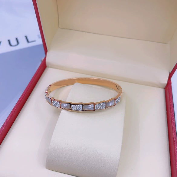 Snake Bone Bracelet Titanium Steel With Diamonds Electroplating