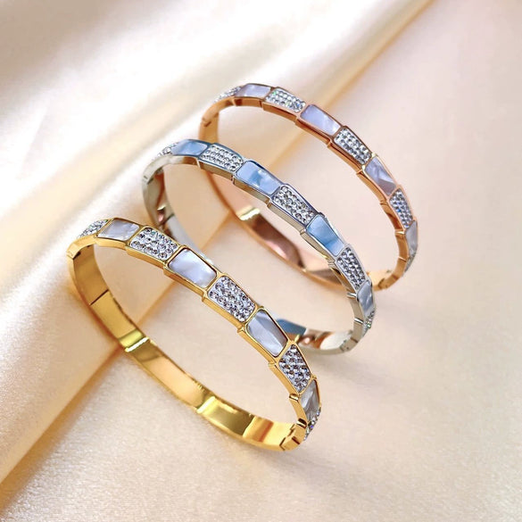 Snake Bone Bracelet Titanium Steel With Diamonds Electroplating