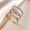 Snake Bone Bracelet Titanium Steel With Diamonds Electroplating