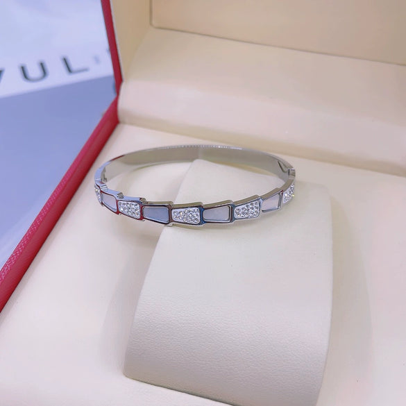 Snake Bone Bracelet Titanium Steel With Diamonds Electroplating