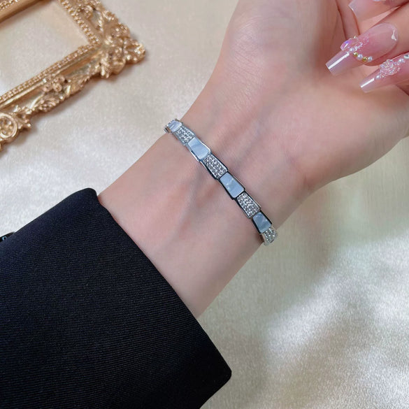 Snake Bone Bracelet Titanium Steel With Diamonds Electroplating
