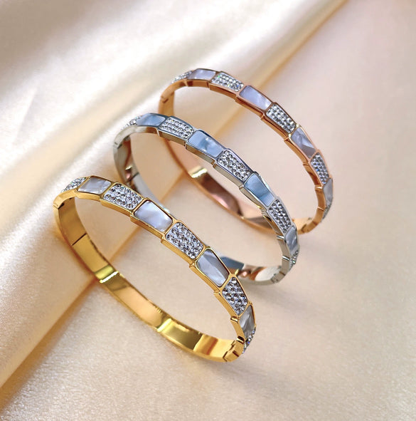 Snake Bone Bracelet Titanium Steel With Diamonds Electroplating