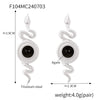 Snake Earrings Titanium Steel 18K Gold Plated Inlaid Natural Stone Geometric Style Electroplated For Women