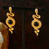 Snake Earrings Titanium Steel 18K Gold Plated Inlaid Natural Stone Geometric Style Electroplated For Women