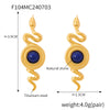 Snake Earrings Titanium Steel 18K Gold Plated Inlaid Natural Stone Geometric Style Electroplated For Women