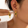 Snake Earrings Titanium Steel 18K Gold Plated Inlaid Natural Stone Geometric Style Electroplated For Women