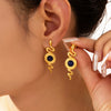 Snake Earrings Titanium Steel 18K Gold Plated Inlaid Natural Stone Geometric Style Electroplated For Women