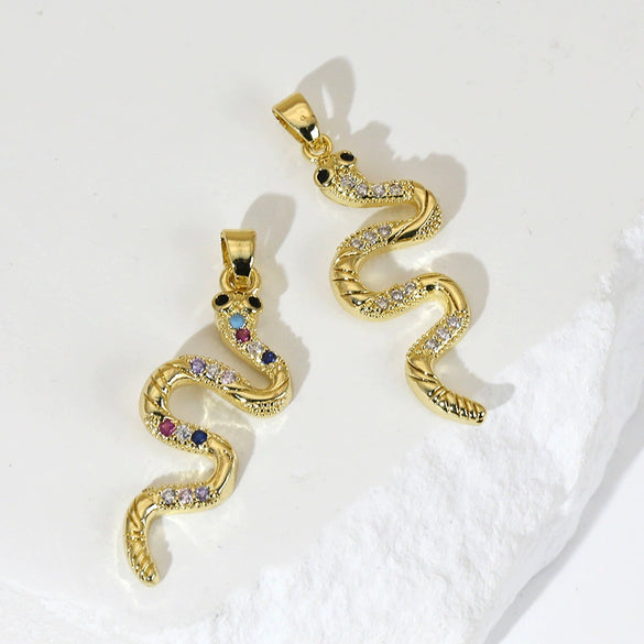 Snake Jewelry Accessories Copper Gold Plated Microinlay Animals Zodiac Style For Women