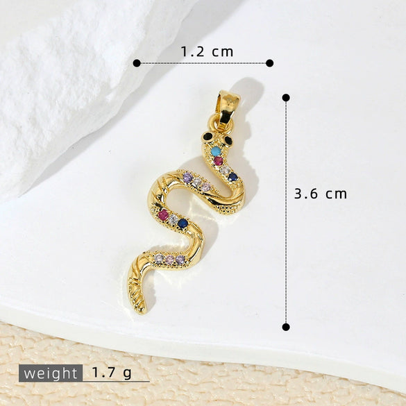 Snake Jewelry Accessories Copper Gold Plated Microinlay Animals Zodiac Style For Women