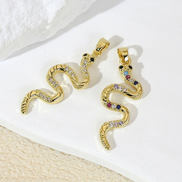 Snake Jewelry Accessories Copper Gold Plated Microinlay Animals Zodiac Style For Women