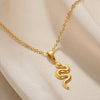 Snake Pendant Hiphop Necklace Stainless Steel Gold Plated Animals Zodiac Style