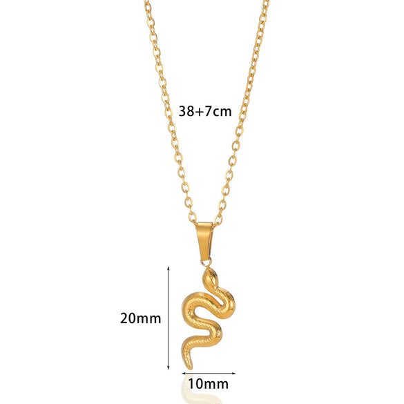 Snake Pendant Hiphop Necklace Stainless Steel Gold Plated Animals Zodiac Style