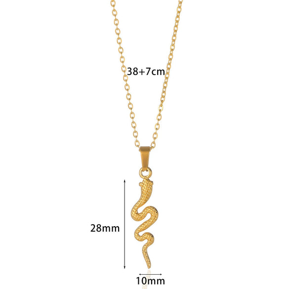 Snake Pendant Hiphop Necklace Stainless Steel Gold Plated Animals Zodiac Style