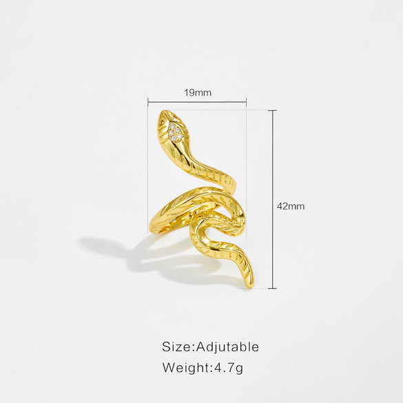 Snake Ring Copper Electroplated Platinum 18K Gold Fashion Geometric Adjustable
