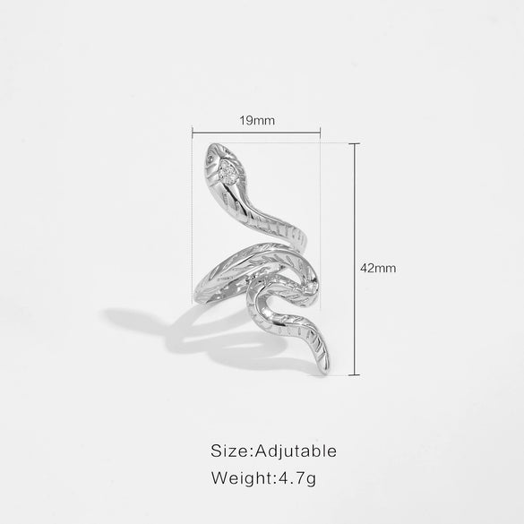 Snake Ring Copper Electroplated Platinum 18K Gold Fashion Geometric Adjustable