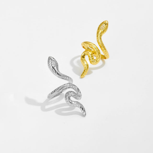 Snake Ring Copper Electroplated Platinum 18K Gold Fashion Geometric Adjustable