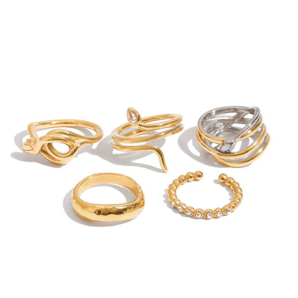 Snake Ring Stainless Steel Animal Geometric Electroplating Women's Jewelry