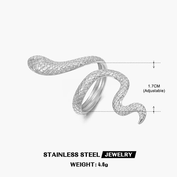 Snake Ring Stainless Steel Geometric Retro Cold Style Real Gold Electroplated For Women