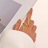 Snake Ring Stainless Steel Geometric Retro Cold Style Real Gold Electroplated For Women