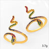 Snake Shape Micro Inlaid Zircon Colorful Diamond Ring Copper Electroplated Adjustable Open Ring Fashion Unisex