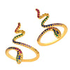 Snake Shape Micro Inlaid Zircon Colorful Diamond Ring Copper Electroplated Adjustable Open Ring Fashion Unisex