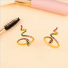 Snake Shape Micro Inlaid Zircon Colorful Diamond Ring Copper Electroplated Adjustable Open Ring Fashion Unisex