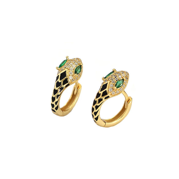 Snake Ushaped Earrings S925 Silver Geometric Style With Diamond Glue Electroplated For Women