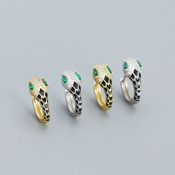 Snake Ushaped Earrings S925 Silver Geometric Style With Diamond Glue Electroplated For Women