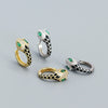 Snake Ushaped Earrings S925 Silver Geometric Style With Diamond Glue Electroplated For Women