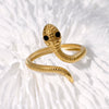 Snakeshaped Stainless Steel Opening Adjustable Finger Ring For Women With Electroplating And Personality Niche Design Animal Pattern