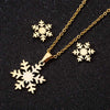 Snowflake Necklace And Earrings Set For Women Stainless Steel Electroplated Jewelry With Ochain Simple Christmas Gift