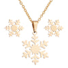 Snowflake Necklace And Earrings Set For Women Stainless Steel Electroplated Jewelry With Ochain Simple Christmas Gift