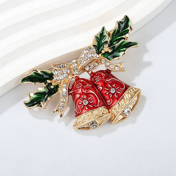 Snowman Christmas Enamel Brooch With Rhinestone Accents Electroplated Alloy Clothing Accessory
