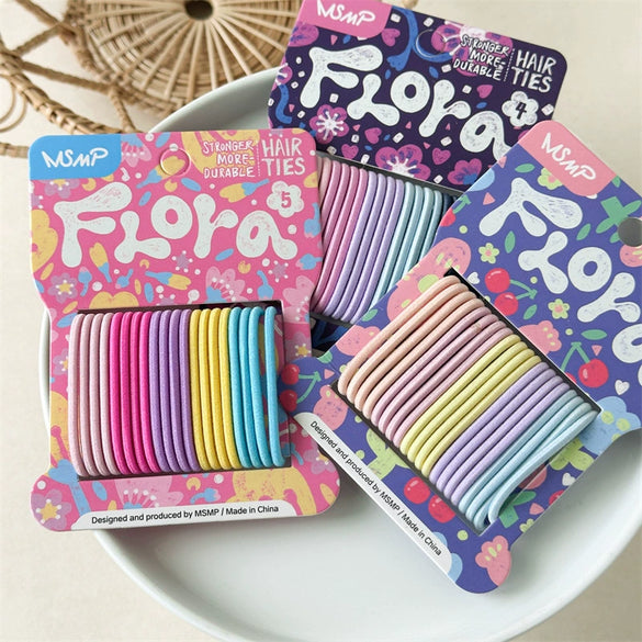 Soft Candycolored Seamless Highelasticity Durable Handmade Mixed Materials Hair Ropes Simple Nonharmful Hairtying Rubber Bands Traceless Hair Rope