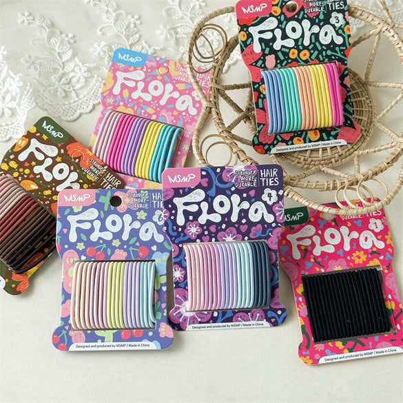 Soft Candycolored Seamless Highelasticity Durable Handmade Mixed Materials Hair Ropes Simple Nonharmful Hairtying Rubber Bands Traceless Hair Rope