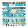 Soft Ceramic Handmade Ocean Series Overlapping Bracelet With Letters Numbers Text Pattern For Women