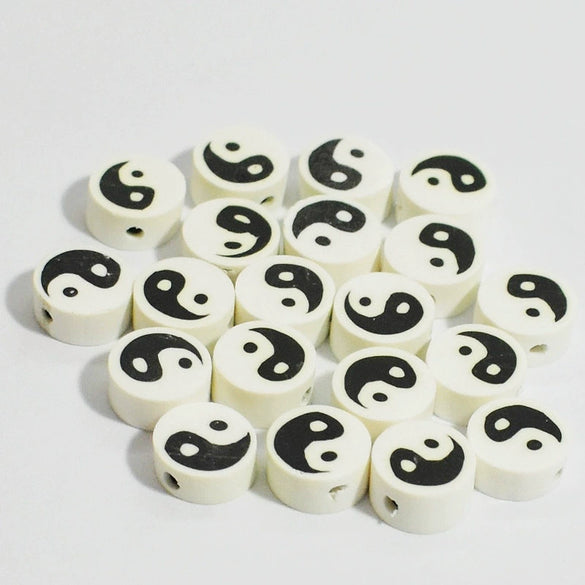 Soft Clay Beads Black White Bagua Pattern Diy Loose Beads For Bracelet Mobile Phone Chain Pendant Accessories Paint Treatment Wholesale
