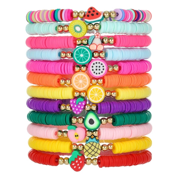 Soft Clay Fruit Geometric Handmade Women's Bracelet Set Jewelry